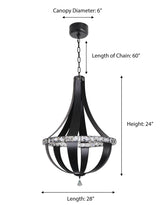 "Kurto" LED Strip Black Nickel with Clear Crystal Chandelier