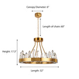 "Hayne" LED Brass with Clear Crystals Chandelier