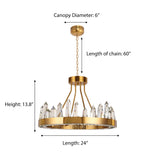 "Hayne" LED Brass with Clear Crystals Chandelier