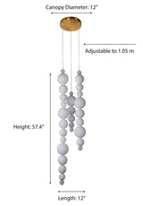 "Yanda" LED-Light White 3-String Pendant