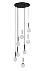 "Jante" 8-Light White with Black and Brass Handles Pendant…( A1 )