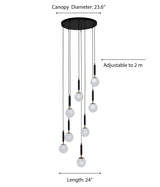 "Jante" 8-Light White with Black and Brass Handles Pendant…( A1 )