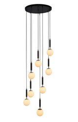 "Jante" 8-Light White with Black and Brass Handles Pendant…( A1 )