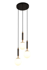 "Jante" 3-Light White with Black and Brass Handles Pendant… (A1)
