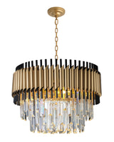 "Imber" 8-Light Brass handles with Black Accents and Clear Crystal Chandelier