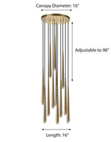 "Ren" LED Brass with Crystal Ends Pendant