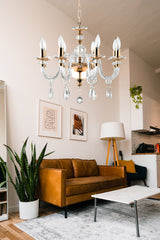 "Cotern" 8-Light Gold Clear Crystal Chandelier