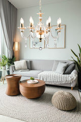 "Cotern" 8-Light Gold Clear Crystal Chandelier