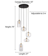 "Porta" 5-Light Clear Pendant ( C8 )