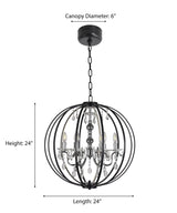 "Tera" 6-Light Black Nickel Clear Crystal Chandelier