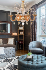 Murano "Alma" 6-Light Gold Chandelier