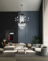 "Killian" 13-Light Black Nickel with Clear Crystals Chandelier