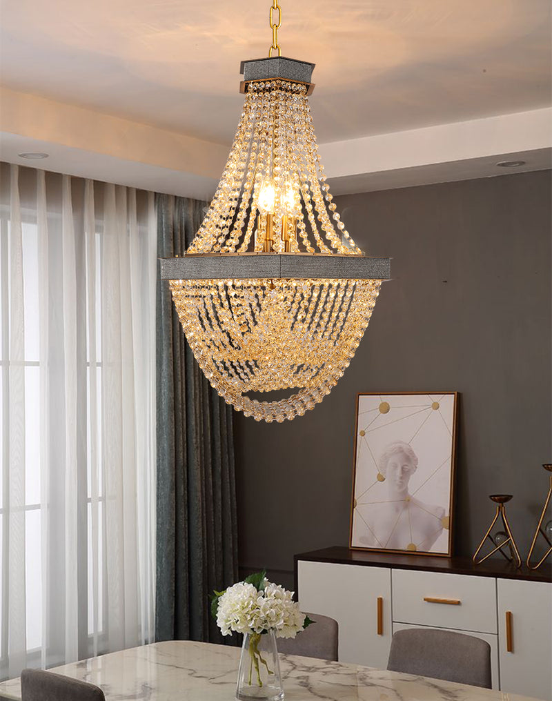 "Diem" 9-Light Bronze Champagne Crystal Chandelier