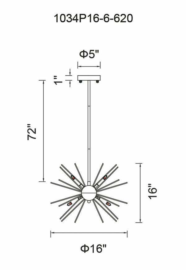6 Light Chandelier with Gold Leaf Finish - Neoluxe Lighting
