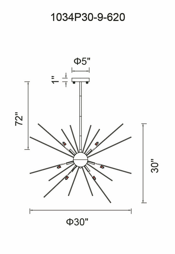 9 Light Chandelier with Gold Leaf Finish - Neoluxe Lighting