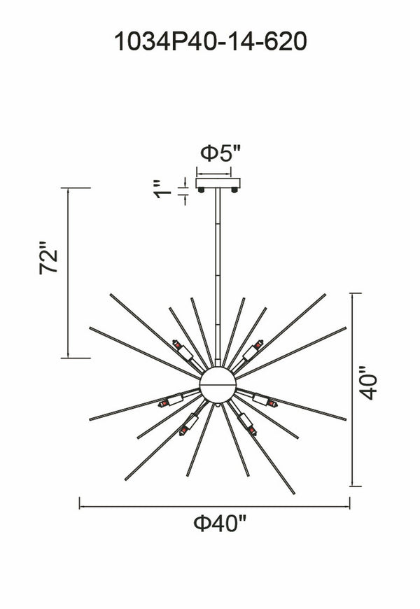 14 Light Chandelier with Gold Leaf Finish - Neoluxe Lighting