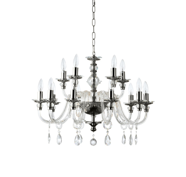 "Cotern" 15-Light Black Nickel Clear Crystal Chandelier