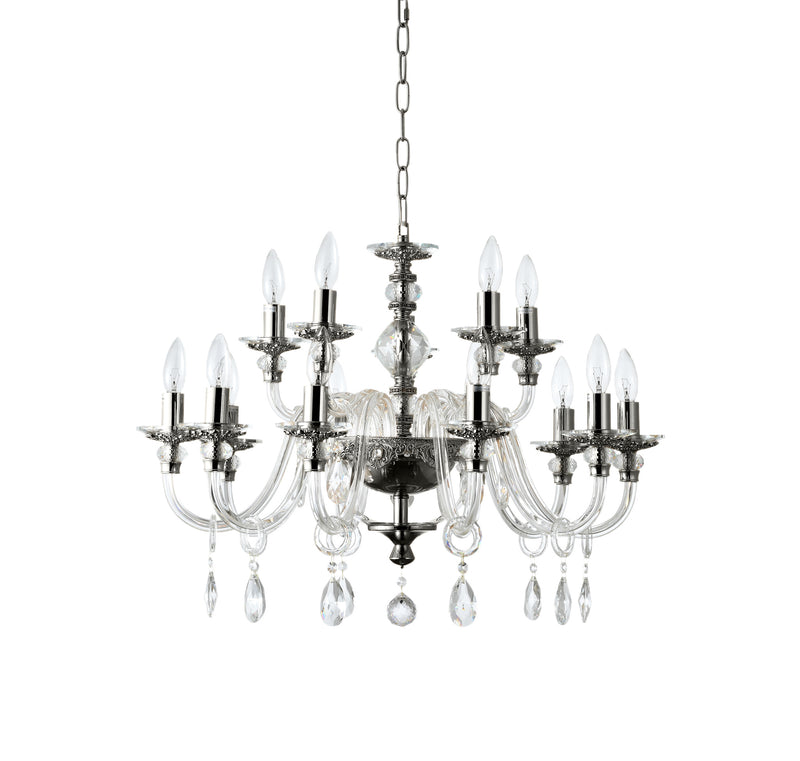 "Cotern" 15-Light Black Nickel Clear Crystal Chandelier