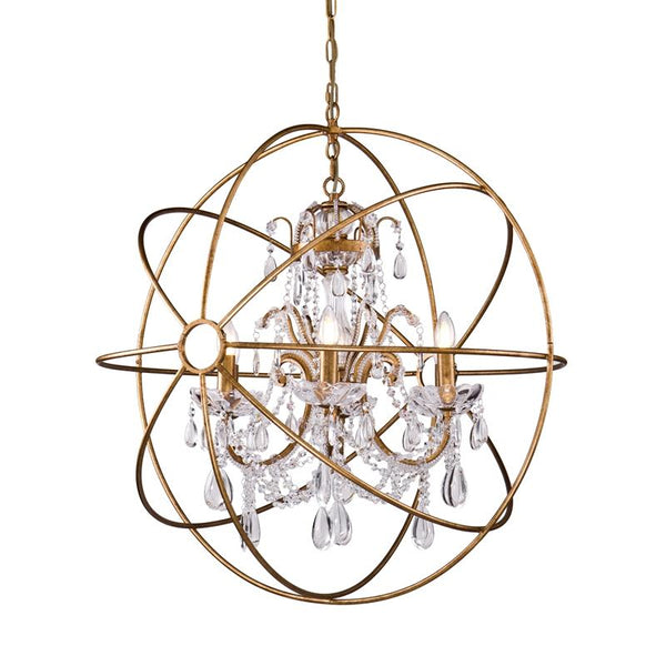 "Spacial" Collection Brushed Bronze Crystal Chandelier - Neoluxe Inc.