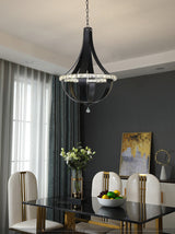 "Kurto" LED Strip Black Nickel with Clear Crystal Chandelier