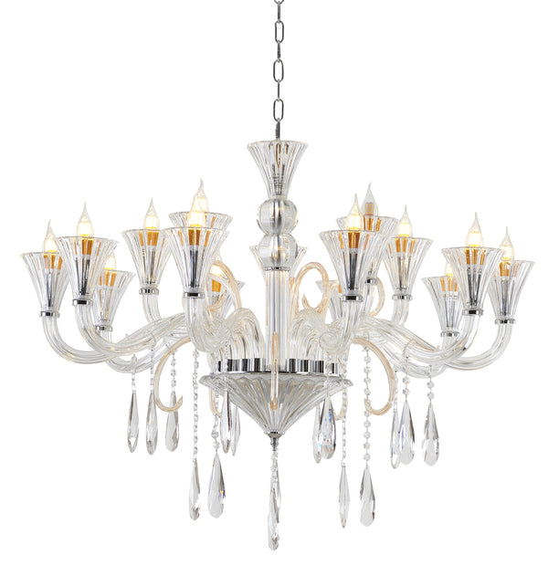 "Kalo" 15-Light Clear Glass with Accents Chandelier