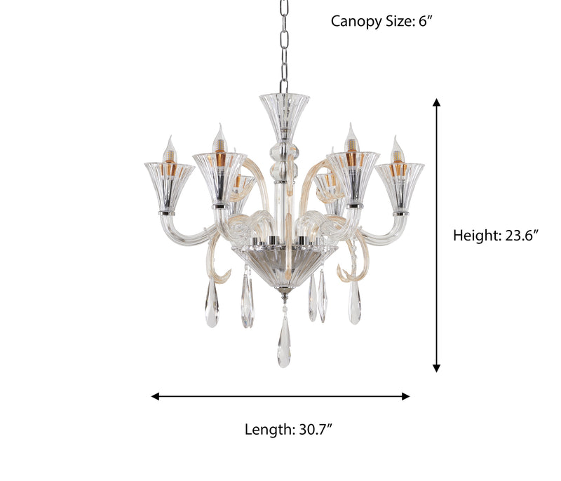 "Kalo" 6-Light Clear Glass with Accents Chandelier