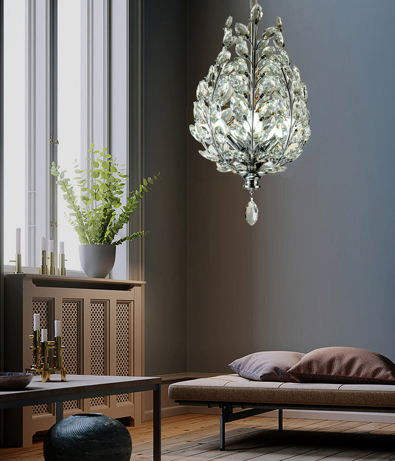 "Intuni" 4-Light Chrome with Clear Crystals Chandelier