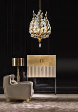 "Intuni" 4-Light Brass with Clear Crystals Chandelier