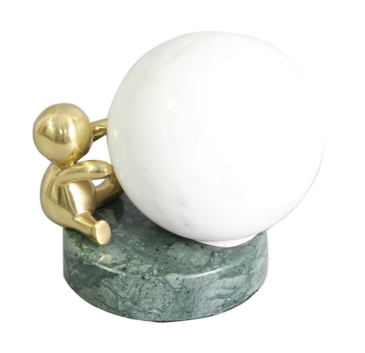 "Sitting Boulder" Bronze and Stone Statue - Neoluxe Lighting