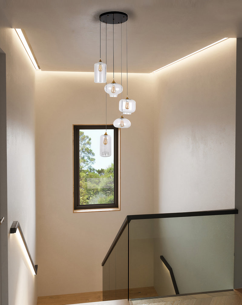 "Porta" 5-Light Clear Pendant ( C8 )