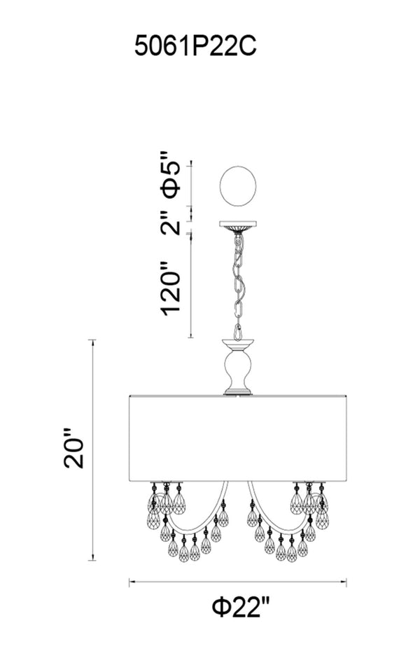 5 Light Drum Shade Chandelier with Chrome finish - Neoluxe Lighting
