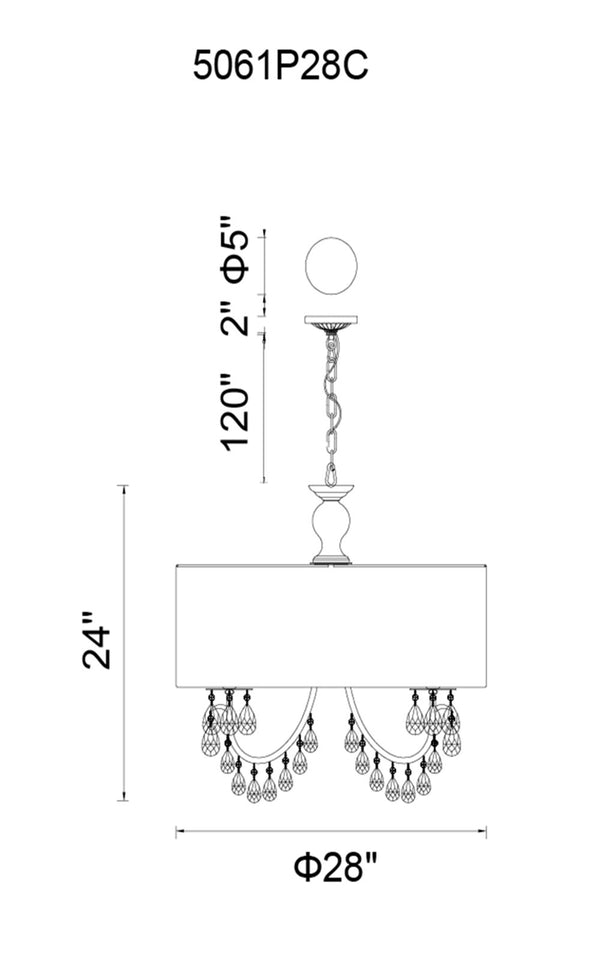 8 Light Drum Shade Chandelier with Chrome finish - Neoluxe Lighting
