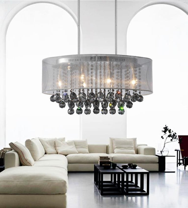 6 Light Drum Shade Chandelier with Chrome finish - Neoluxe Lighting