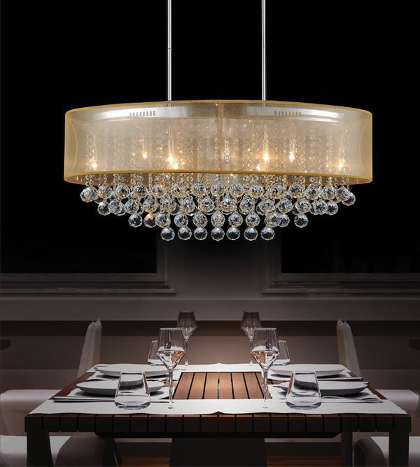 9 Light Drum Shade Chandelier with Chrome finish - Neoluxe Lighting