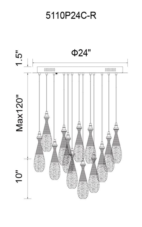 LED Multi Point Pendant with Chrome finish - Neoluxe Lighting