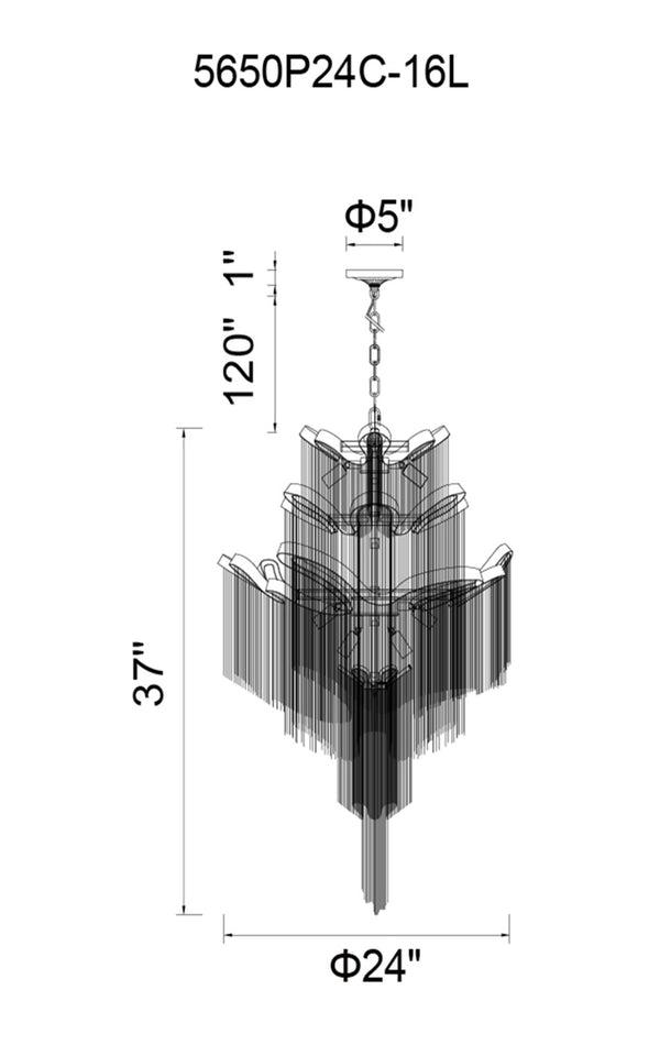 16 Light Down Chandelier with Chrome finish - Neoluxe Lighting