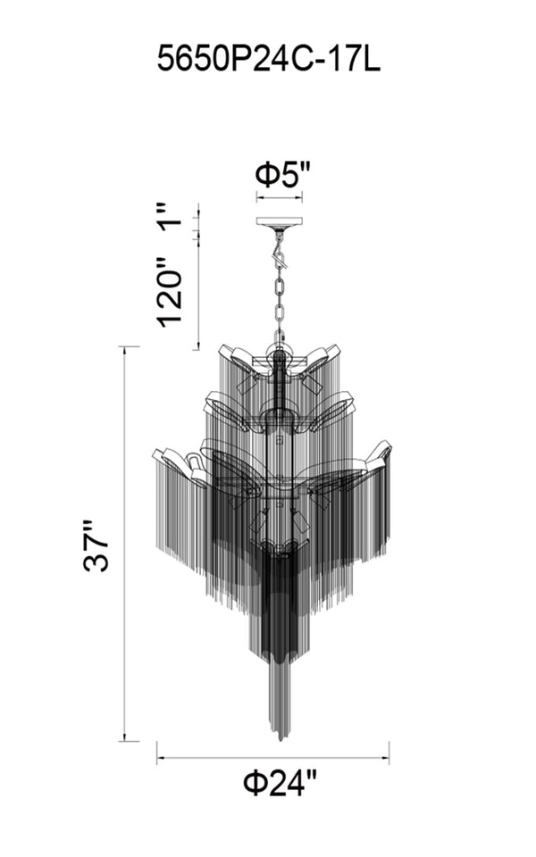17 Light Down Chandelier with Chrome finish - Neoluxe Lighting