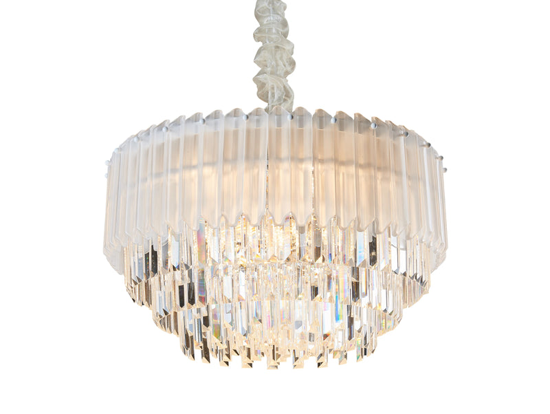 "Rana" White Body Frosted Crystal 20" Chandelier