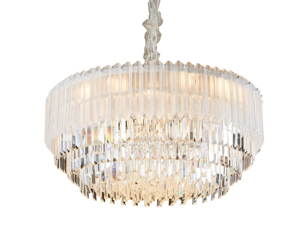 "Rana" White Body Frosted Crystal 32" Chandelier