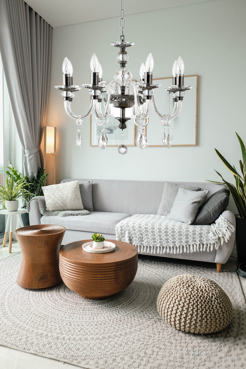 "Cotern" 8-Light Black Nickel Clear Crystal Chandelier