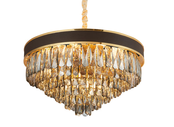 "Katno" Round Crystal Chandelier with Smoked Crystals