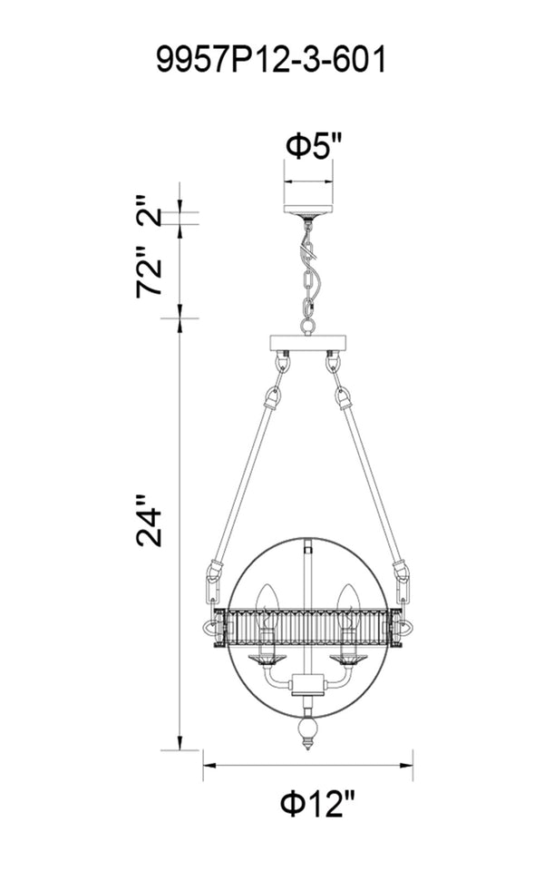 3 Light  Mini Chandelier with Chrome finish - Neoluxe Lighting