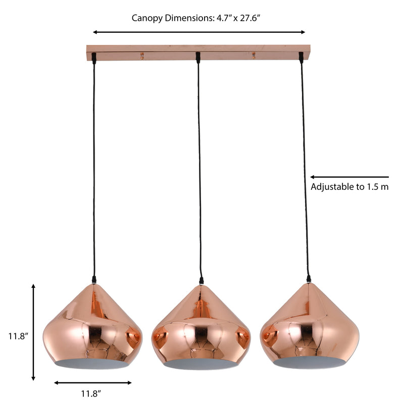 "Legro" 3-Light Rose Gold Pendant ( B1&B2 )