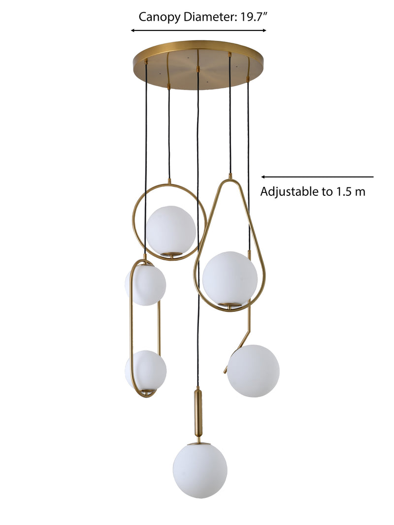 "Huno" 5-Light Vertical Brass Pendant