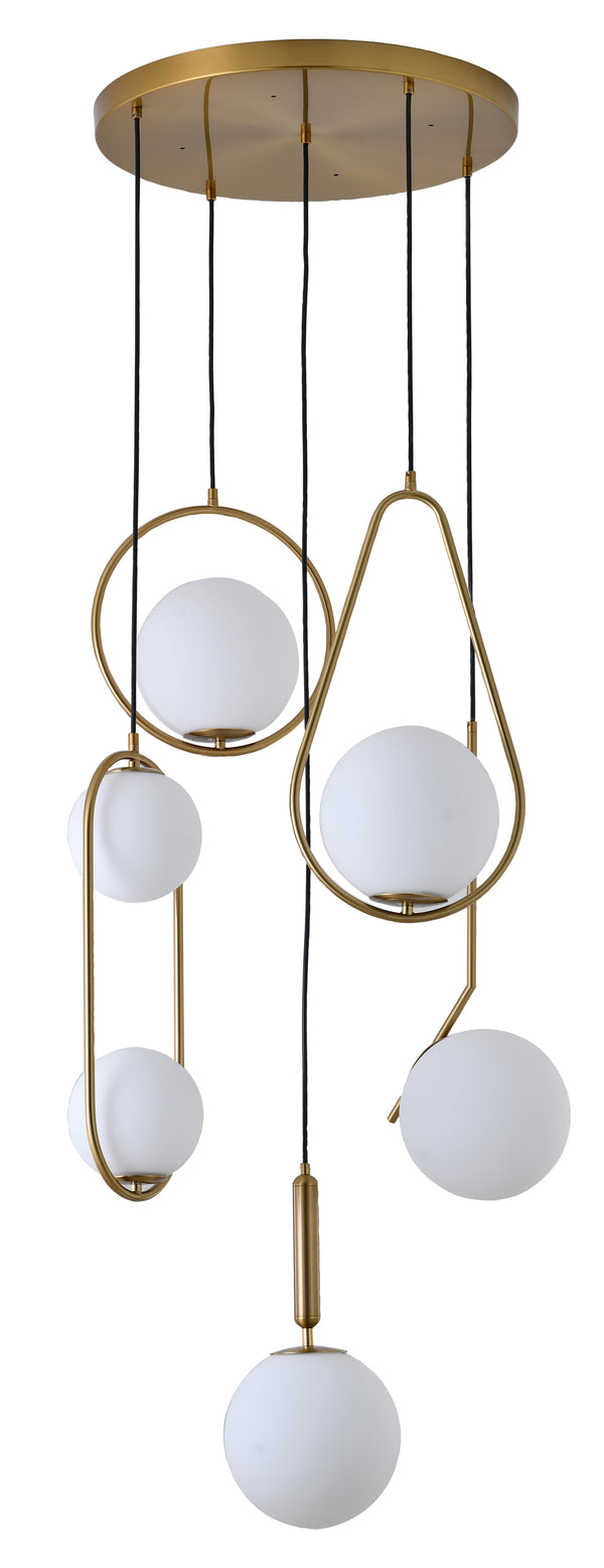 "Huno" 5-Light Vertical Brass Pendant
