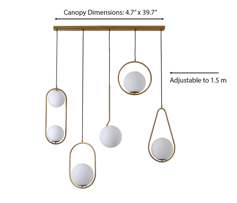 "Huno" 5-Light Horizontal Brass Pendant