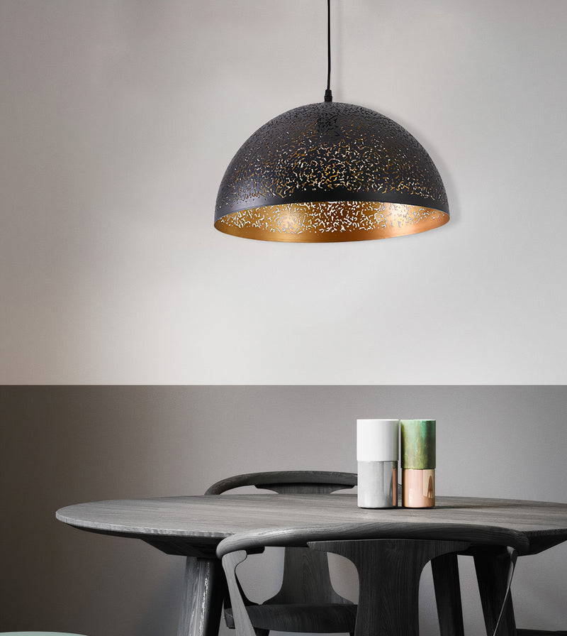 "Parsy" 1-Light Black and Gold Wide Pendant ( A3 & B2 )