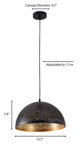 "Parsy" 1-Light Black and Gold Wide Pendant ( A3 & B2 )