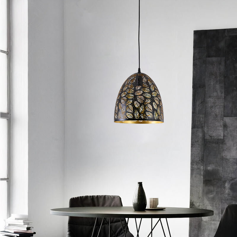 "Parsy" 1-Light Black and Gold Oval Pendant ( B2 )