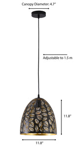 "Parsy" 1-Light Black and Gold Oval Pendant ( B2 )